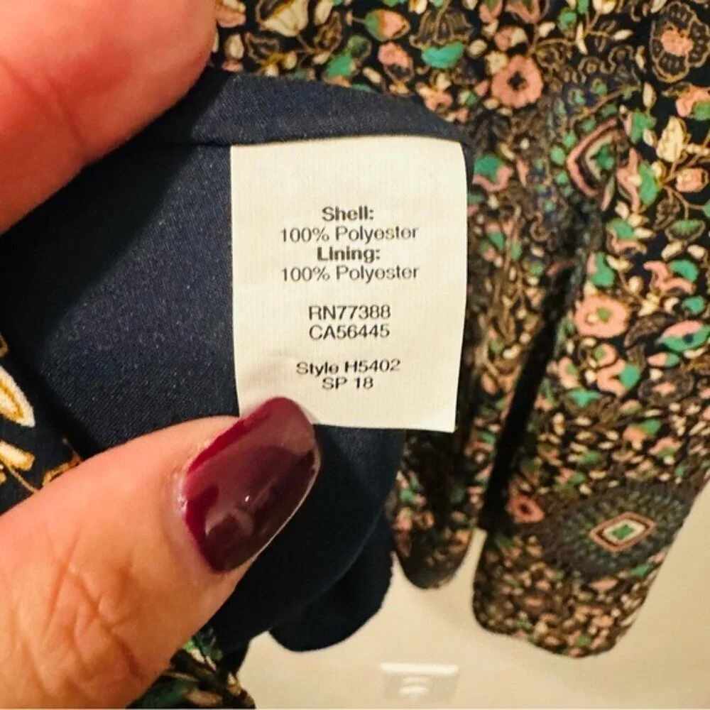 J.Crew Short-sleeve flutter Floral Patterned  Dress Navy Pink Begonia Size 00